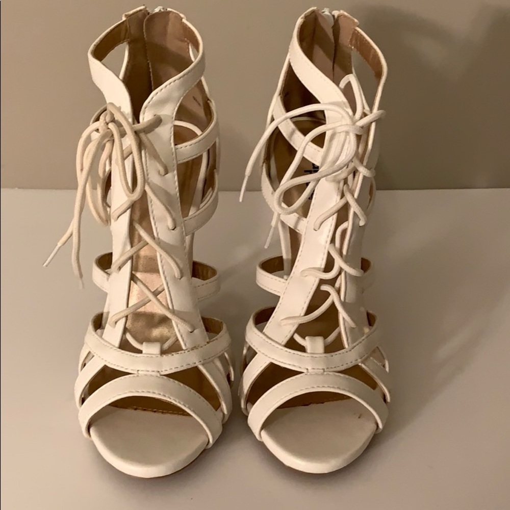 Charlotte Russe White Glee Strappy Heels - Picture 3 of 9